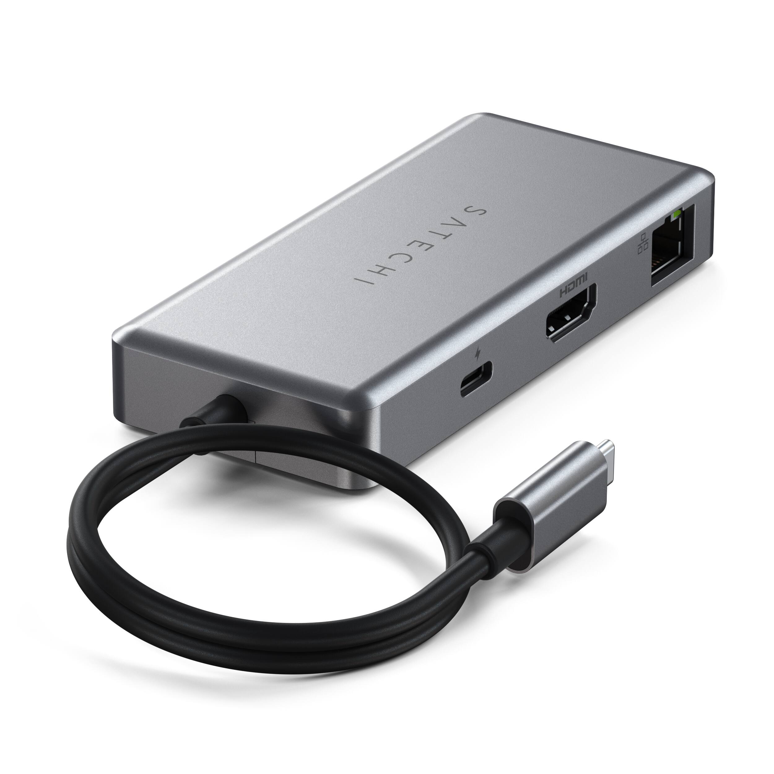 Alt View 25. Satechi - 5-port USB-C Multiport for Chromebook with Gigabit Ethernet, 4K HDMI (60Hz), USB-C PD charging (96W) and 2 USB-A 3.0 - Space Gray.
