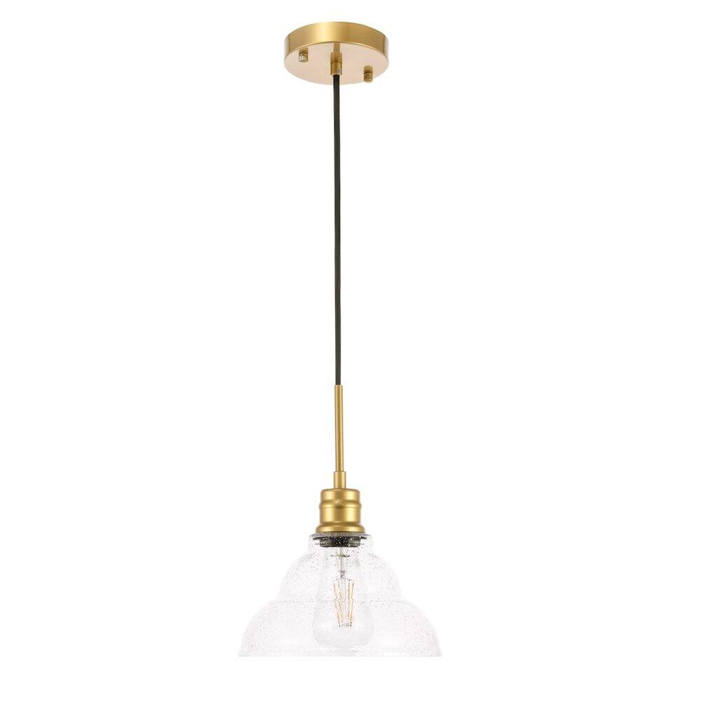 Alt View 8. Living District - Gil 1 Light Brass And Clear Seeded Glass Pendant - Brass And Clear Seeded Glass.