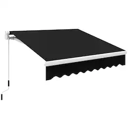 Outsunny - 8' x 7' Patio Retractable Awning, Manual Exterior Sun Shade Deck Window Cover - Black