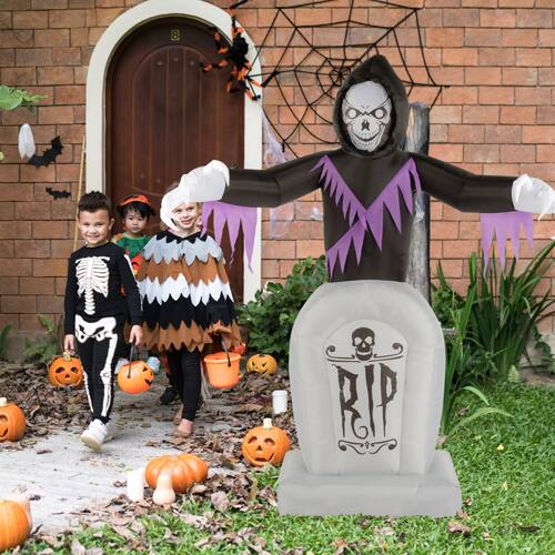 Alt View 10. Winado - 6FT Halloween Inflatable Death and Grave Decoration with Build-in LED Light Blow Up for Holiday Outdoor Indoor Lawn Yard - Black & Gray.
