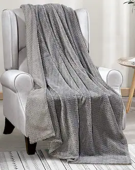 Noble House - Oversized Super Cozy and Extra Heavy Chevron Braided Blanket (50" x 70") - Gray