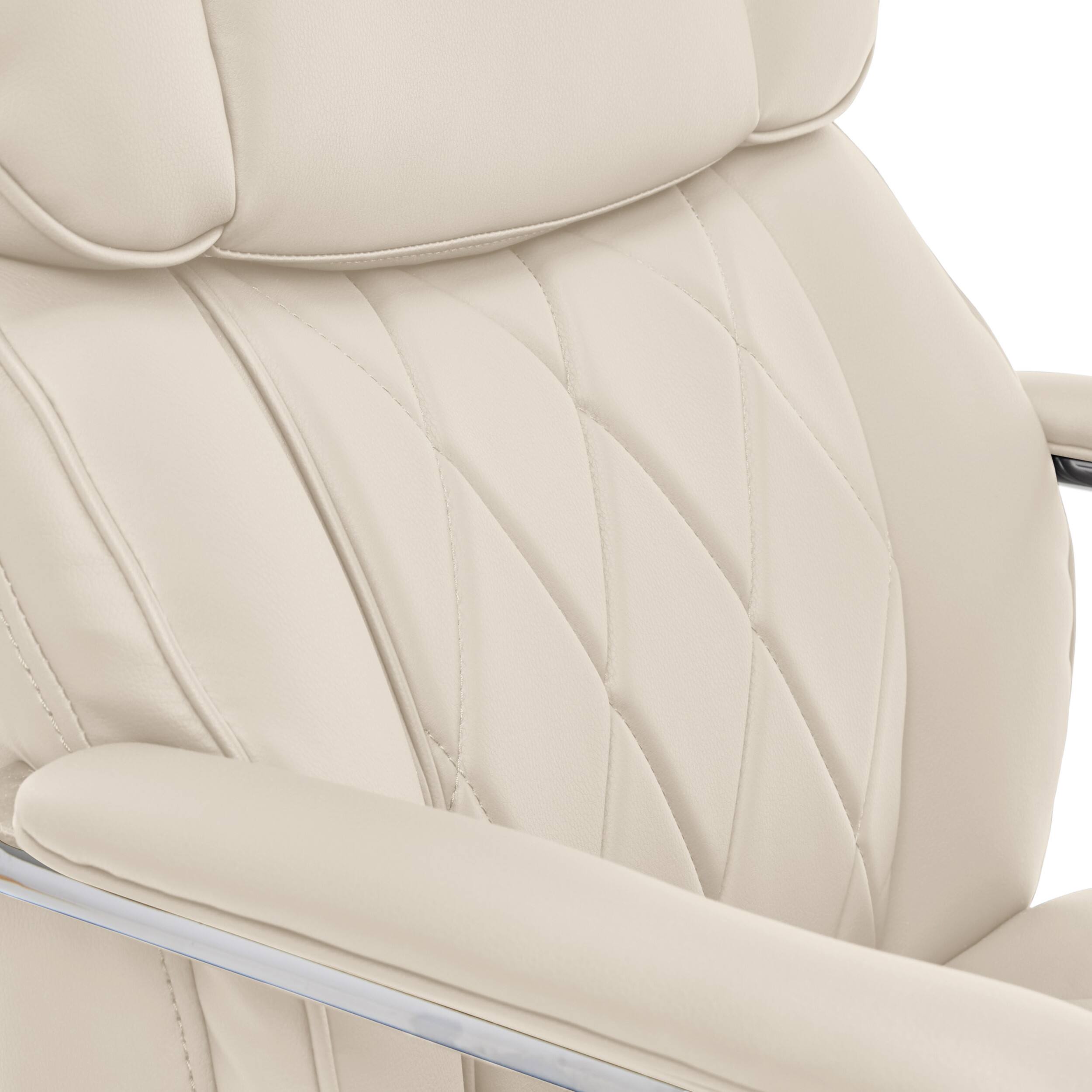 Alt View 15. La-Z-Boy - Comfort and Beauty Sutherland Diamond-Quilted Bonded Leather Office Chair - Light Ivory.