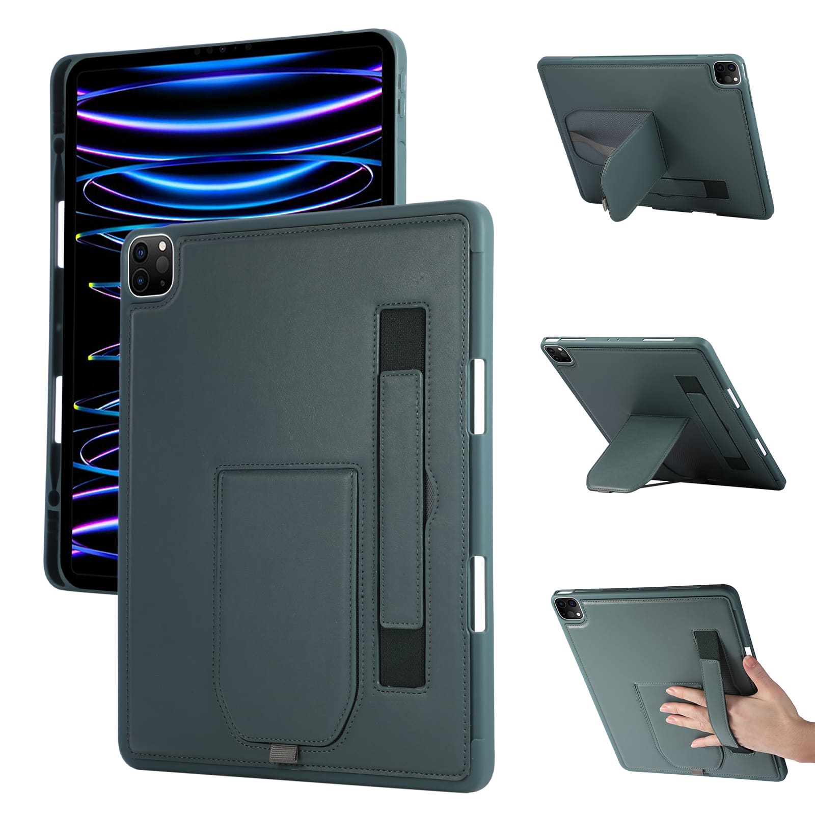 "Dteck - Shockproof Case for Apple iPad Air (M4) 13"" 2026 with Hand Strap and Foldable Kickstand, PU Leather TPU Protective Cover - Darkgreen" price history on PriceWatchPro