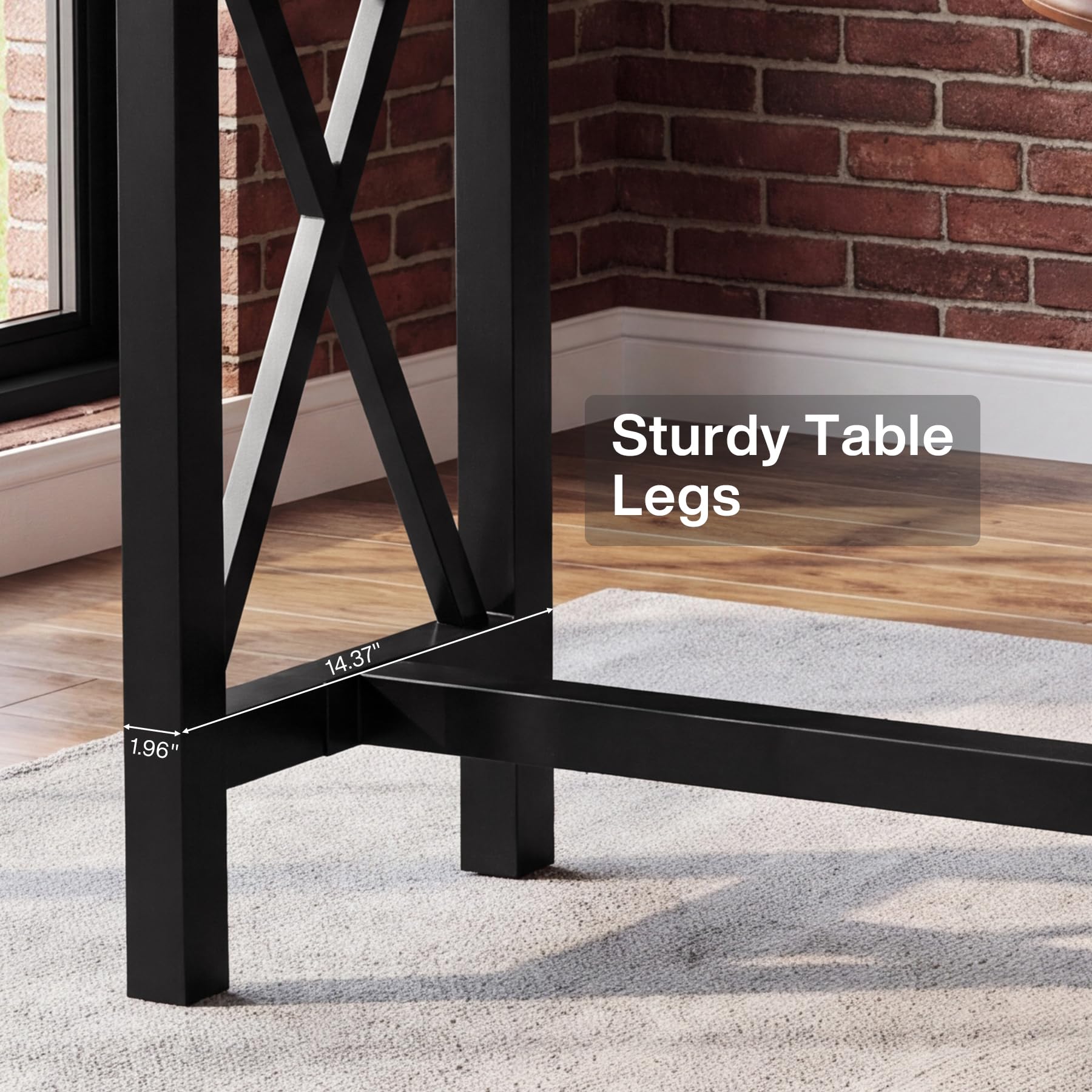 Sturdy Table Legs  
14.37"  
1.96"