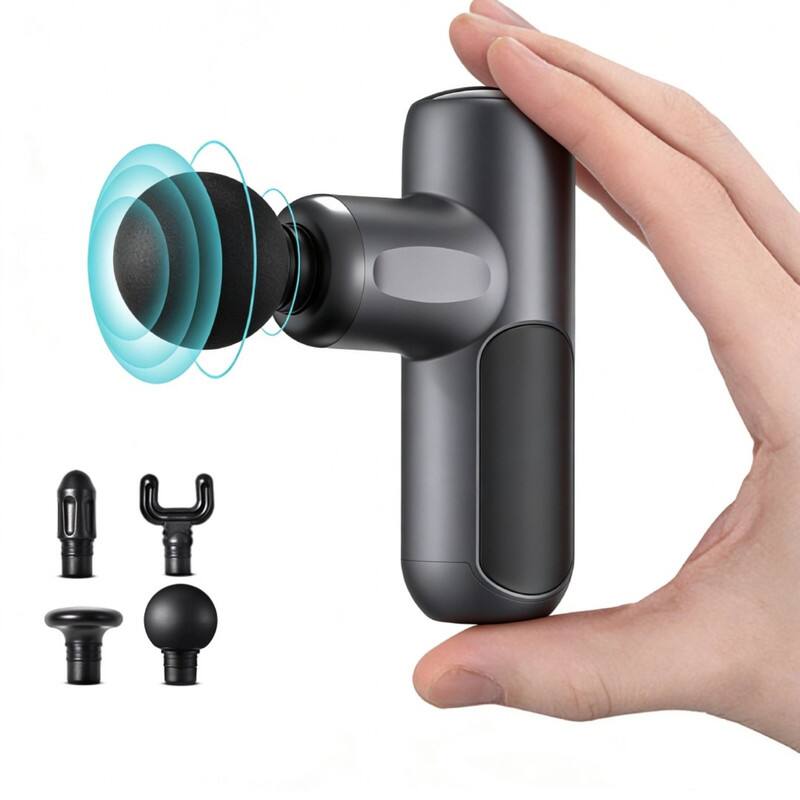 Front. Cubilan - Black Mini Massage Gun (14.4×4.1×5.8in) – 5-Speed Cordless Fascia Gun with 4 Heads for Muscle Relief - black.