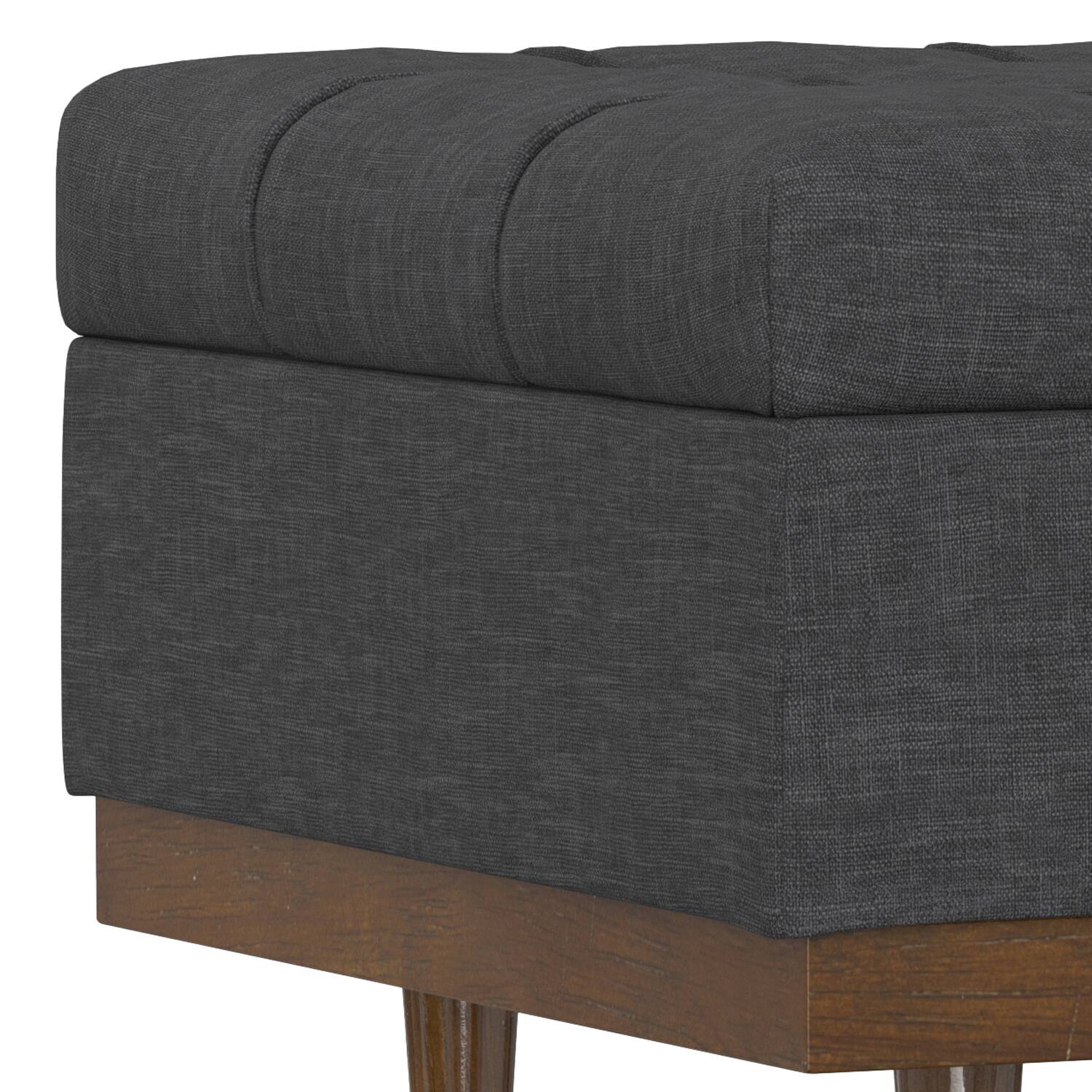 Alt View 5. Simpli Home - Mariah 34 inch Wide Contemporary Rectangle Coffee Table Storage Ottoman in Slate Grey  Polyester Linen, Assembled - Slate Grey.