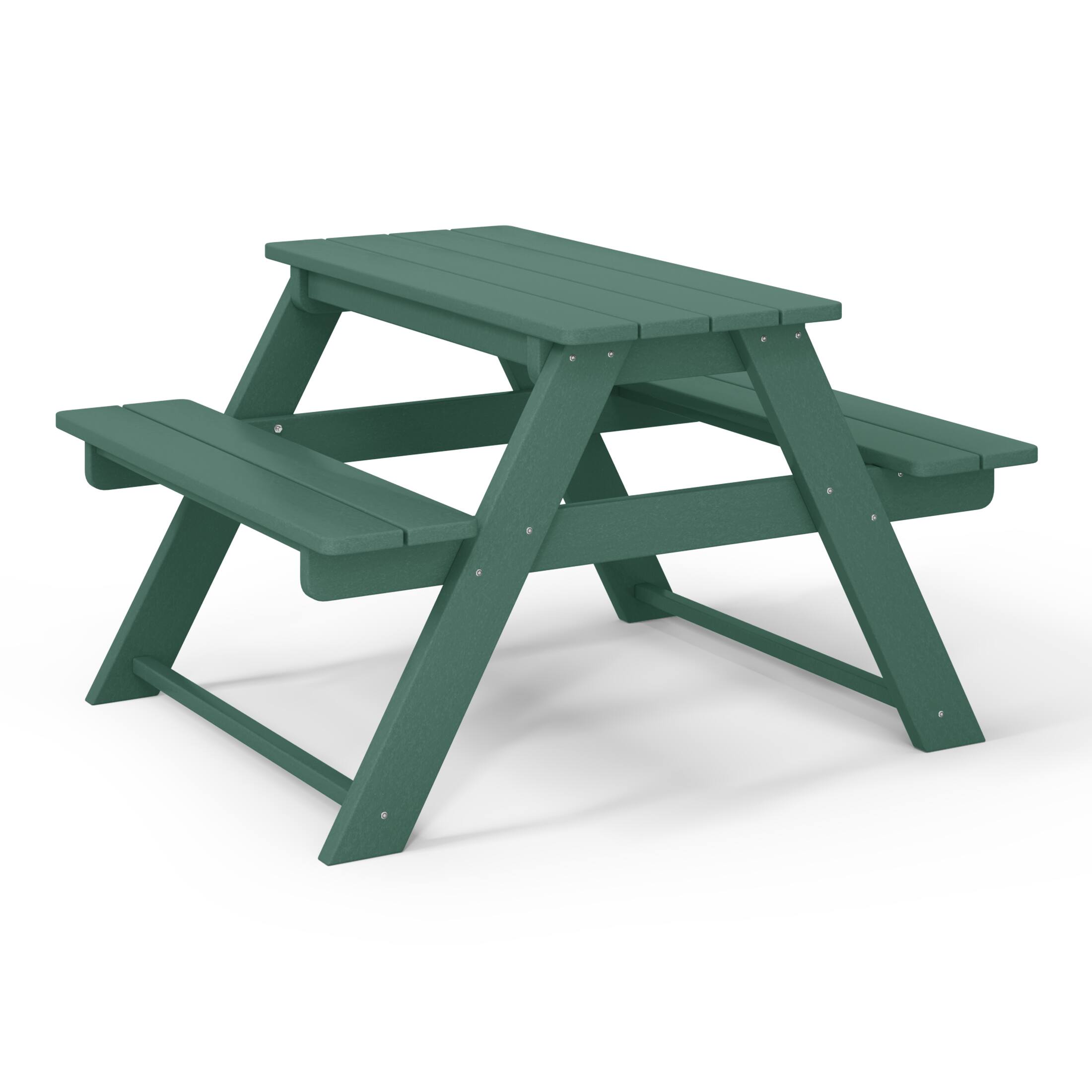 Left. WestinTrends - WestinTrends Malibu Outdoor Patio Kids HDPE Plastic Picnic Bench Table - Dark Green.