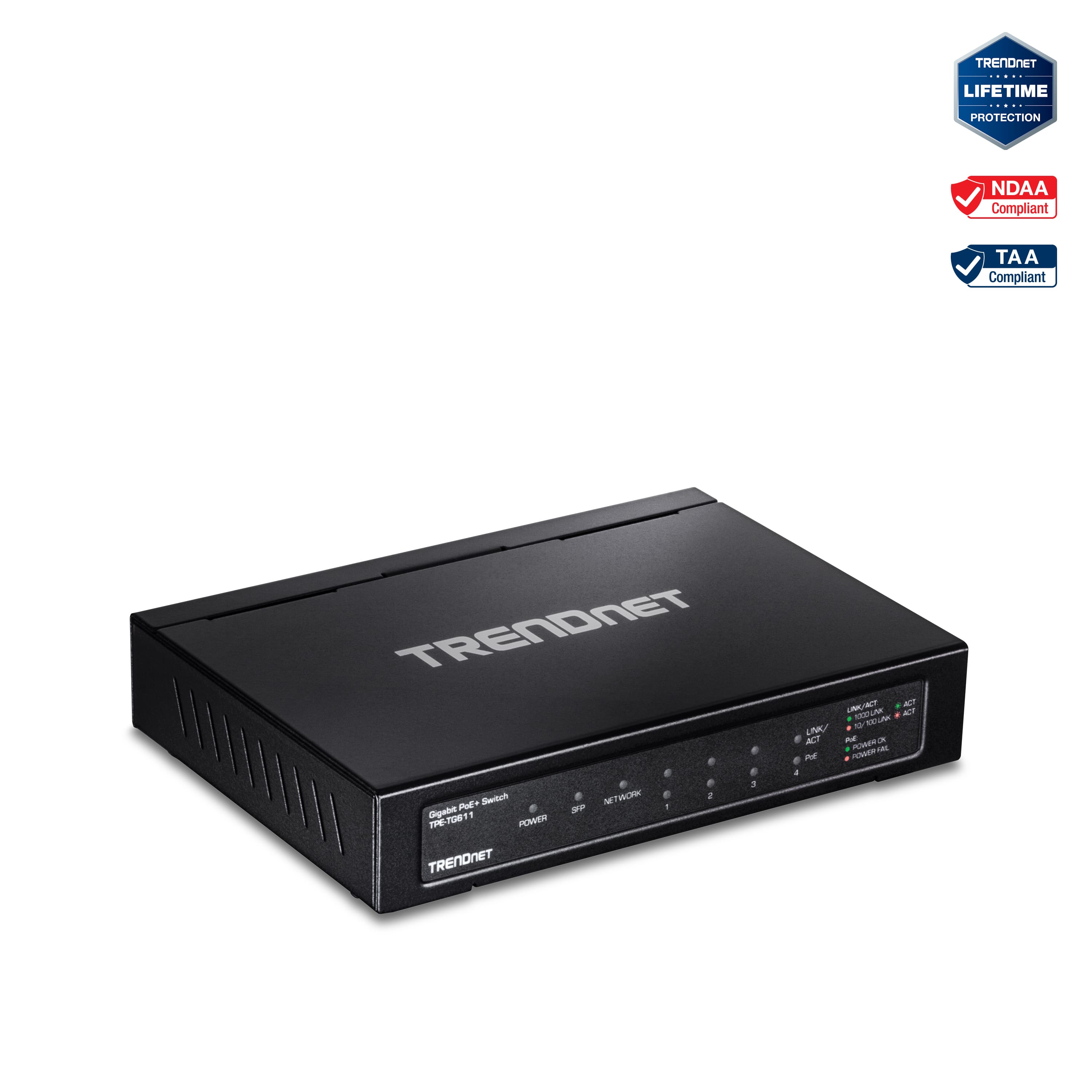 Trendnet - TPE-TG611 6-Port Gigabit PoE+ Switch - Black