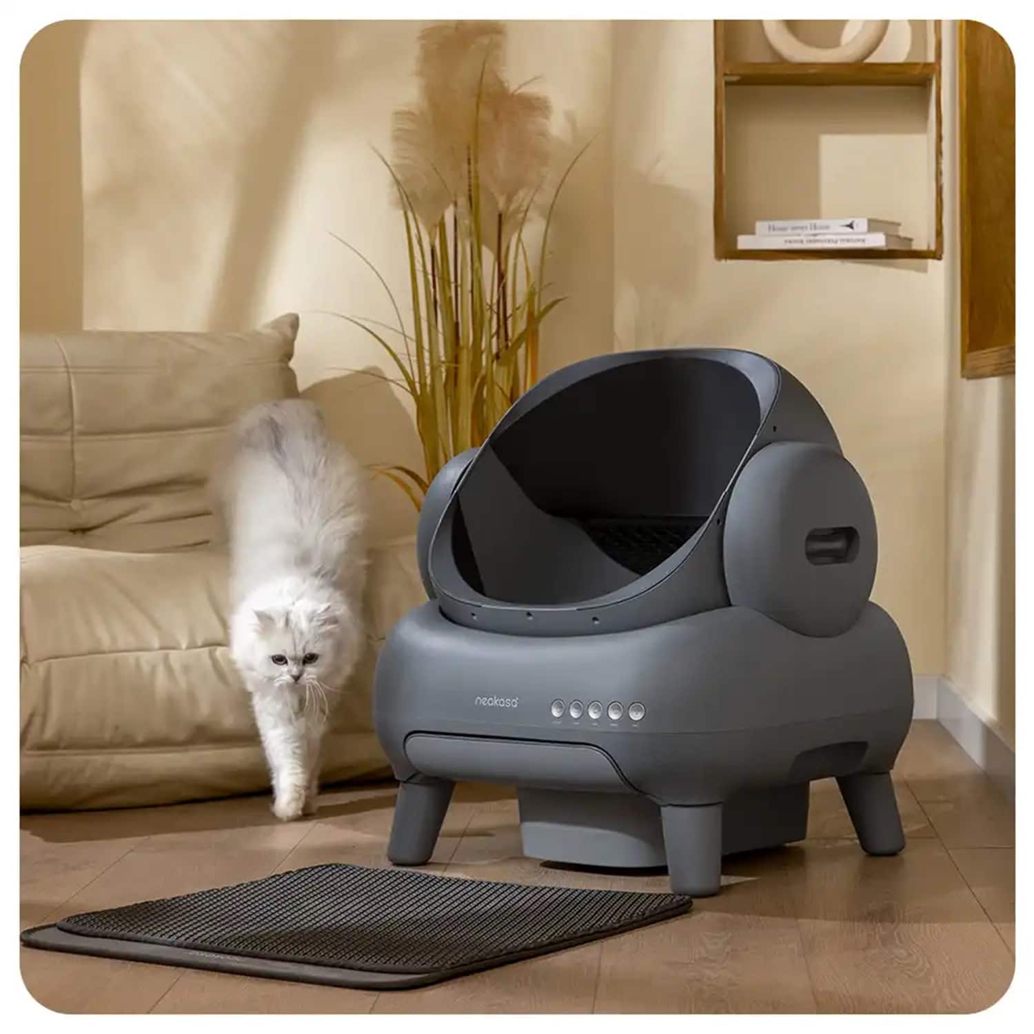 Alt View 19. NEAKASA - M1 Open-Top Self-Cleaning Smart App-Controlled Odor-Free Cat Litter Box with Extended Capacity - Charcoal.