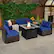 Alt View 2. Costway - 7 PCS Patio Furniture Set with 35" Propane Gas Fire Pit Table & Waterproof Cover - Navy.
