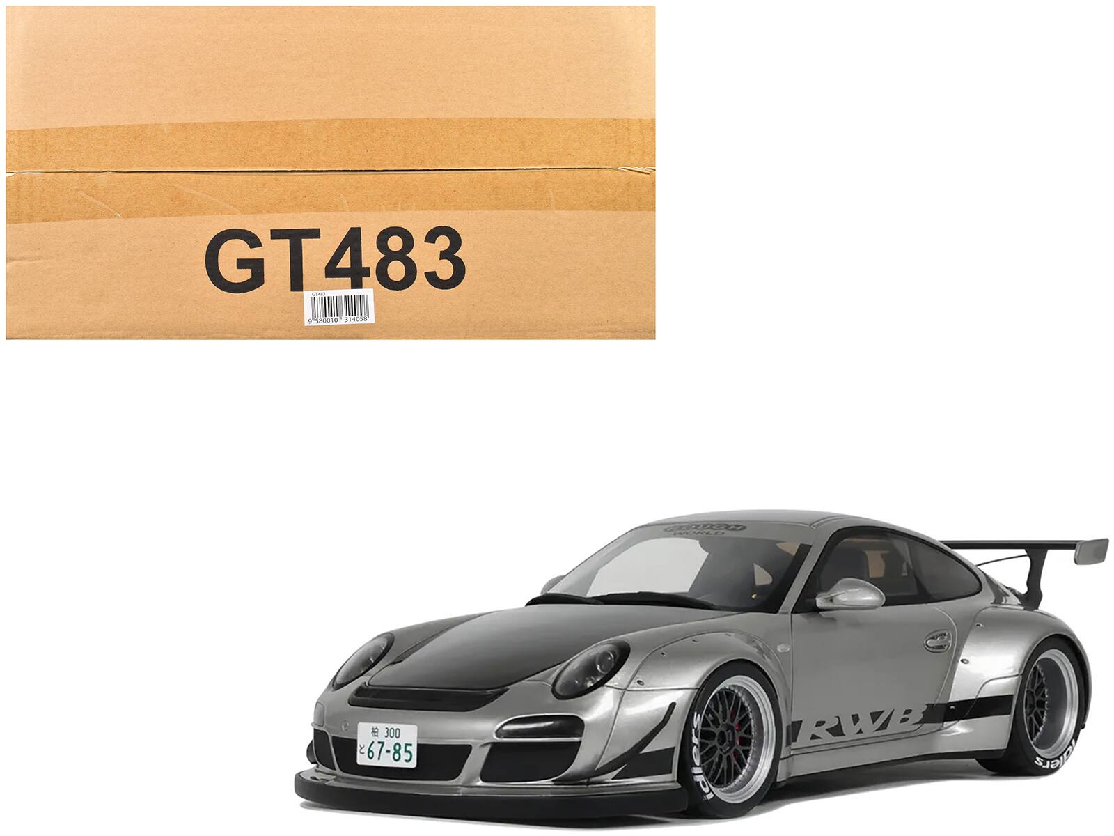 2024 Porsche 911 RWB Abu Hood 1/18 Model Car by GT Spirit - Silver Metallic with Black