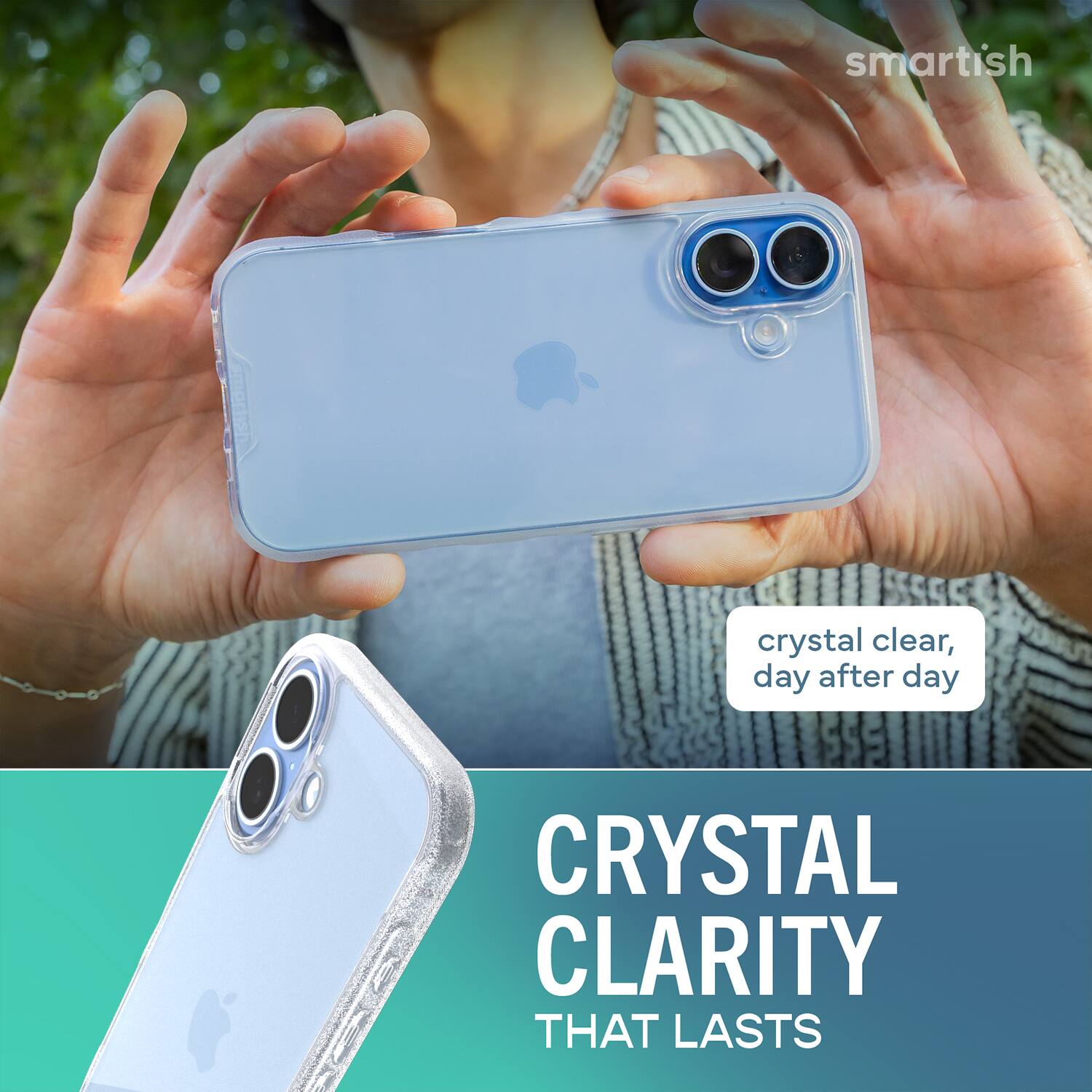 smartish  
crystal clear, day after day  
CRYSTAL CLARITY THAT LASTS