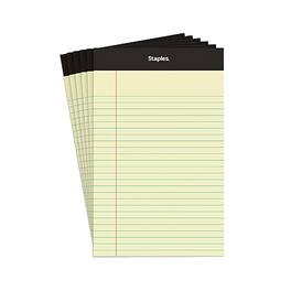 Staples - Notepads, 5" x 8", Narrow Ruled, 100 Sheets/Pad, 6 Pads/Pack - Canary
