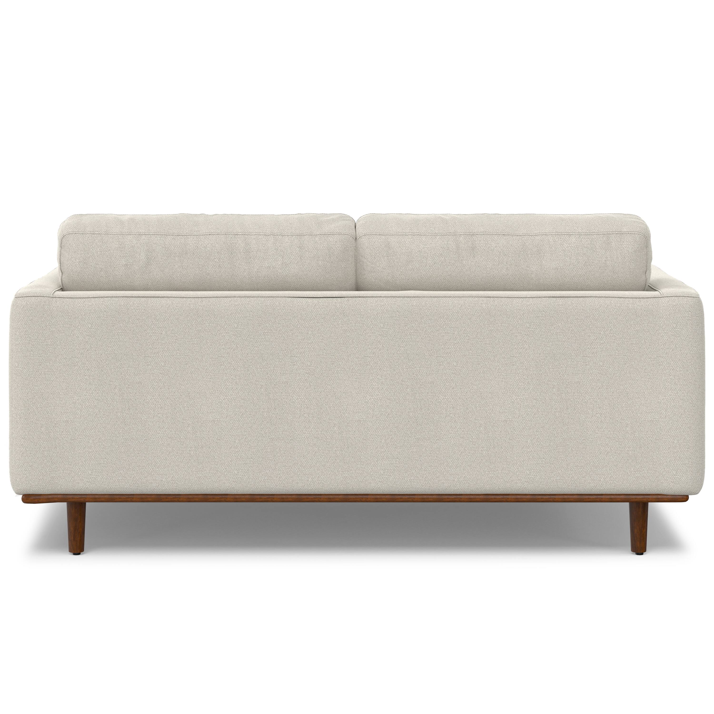 Left. Simpli Home - Morrison 72 inch Wide Mid-Century Modern Loveseat Sofa in Cream White Woven-Blend Fabric - Cream White.