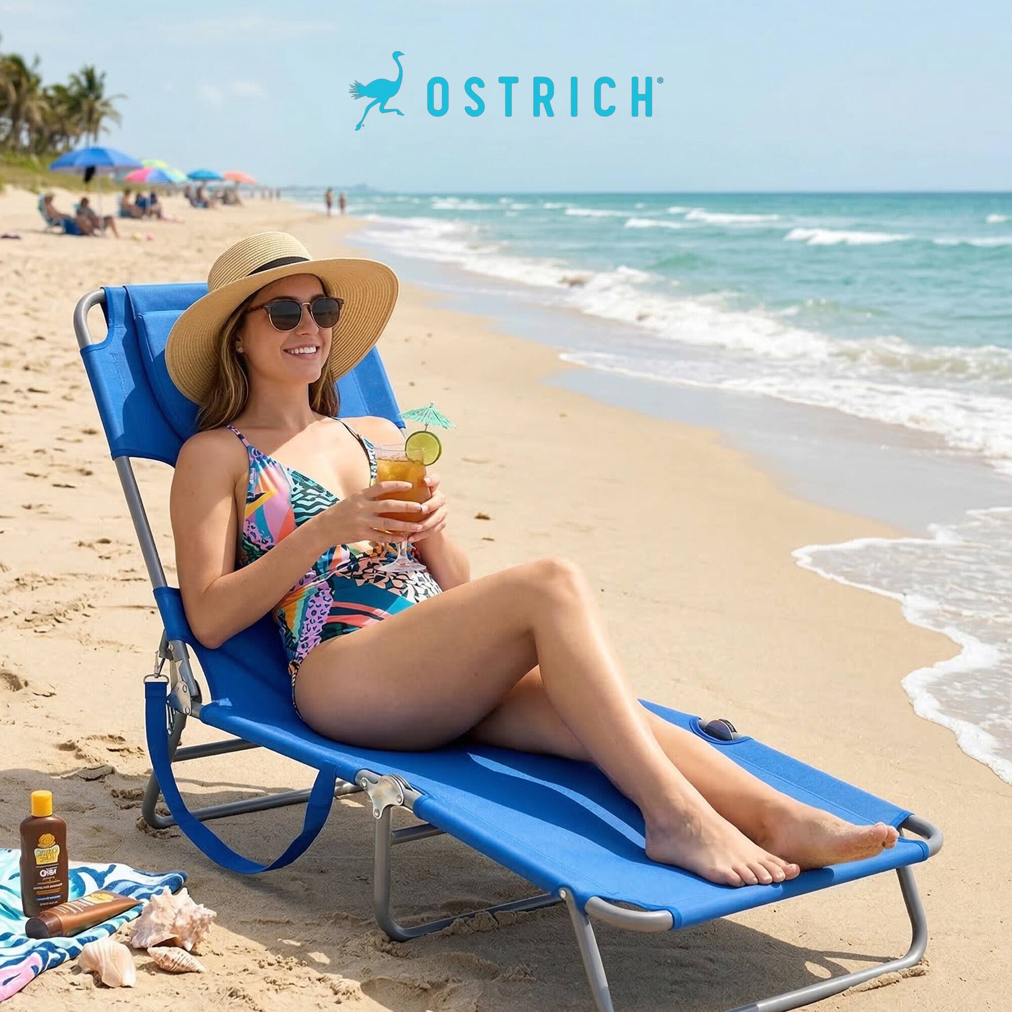 Alt View 5. Ostrich - Ostrich The Original Chaise Lounge Facedown Beach Pool Tanning Chair, Ocean Blue - Blue.