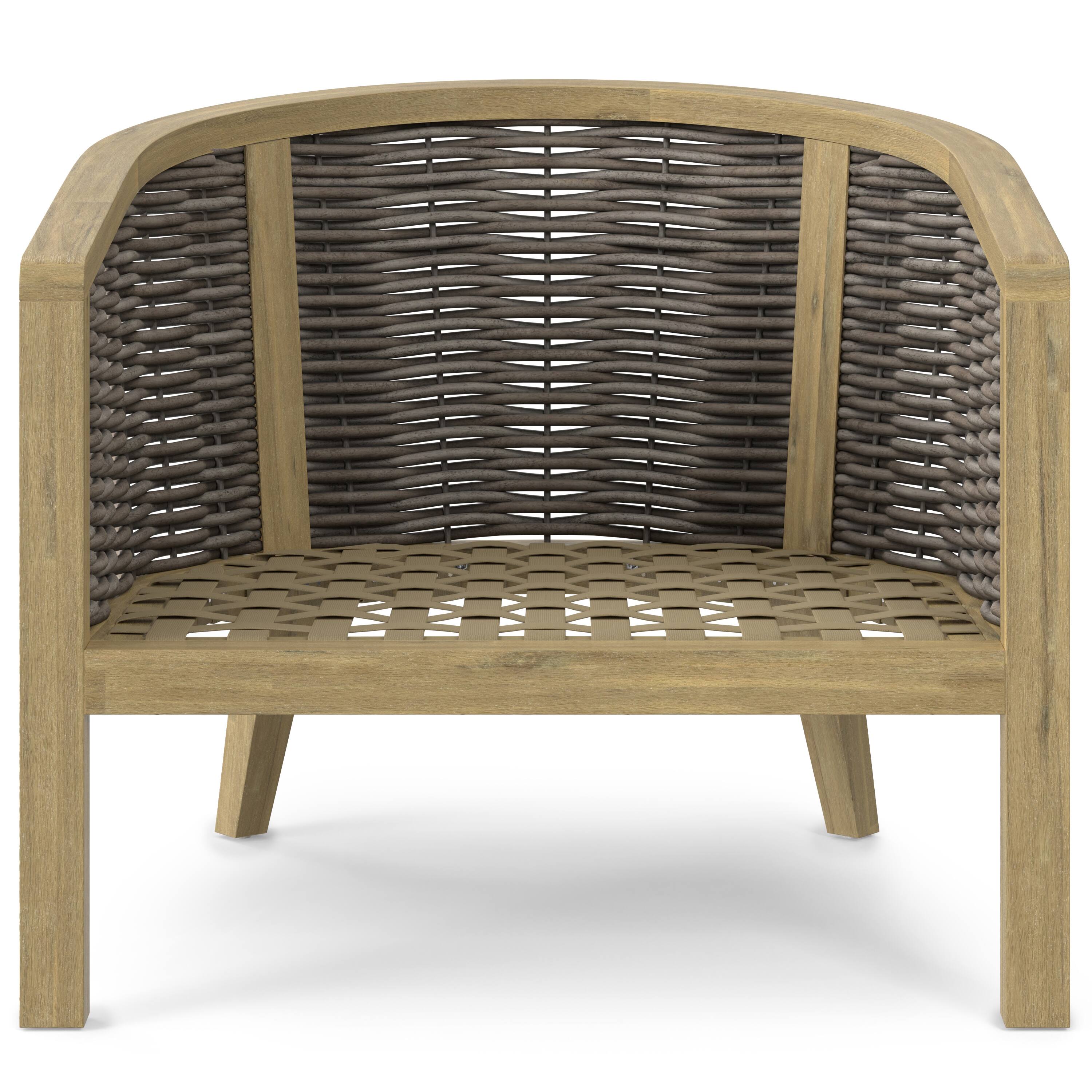 Alt View 4. Simpli Home - Parkside SOLID ACACIA WOOD 32 inch Contemporary Outdoor Conversation Chair (Set of 2) Fully Assembled - Natural.