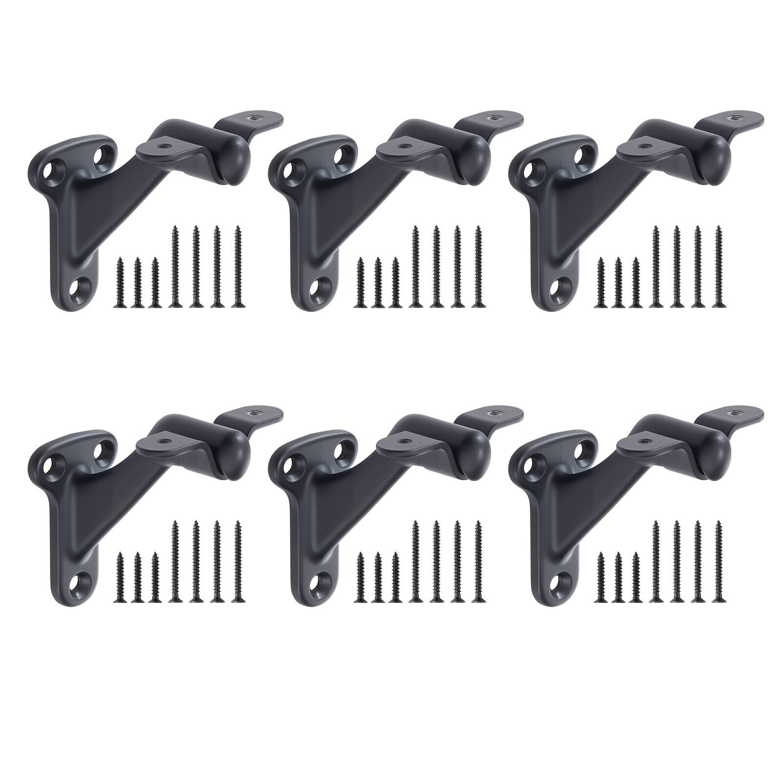 Front. VEVOR - Handrail Hardware Bracket, 6 Packs Heavy Duty Hand Rail Brackets, Flexible Angle Adjustment & Easy Install - Black.