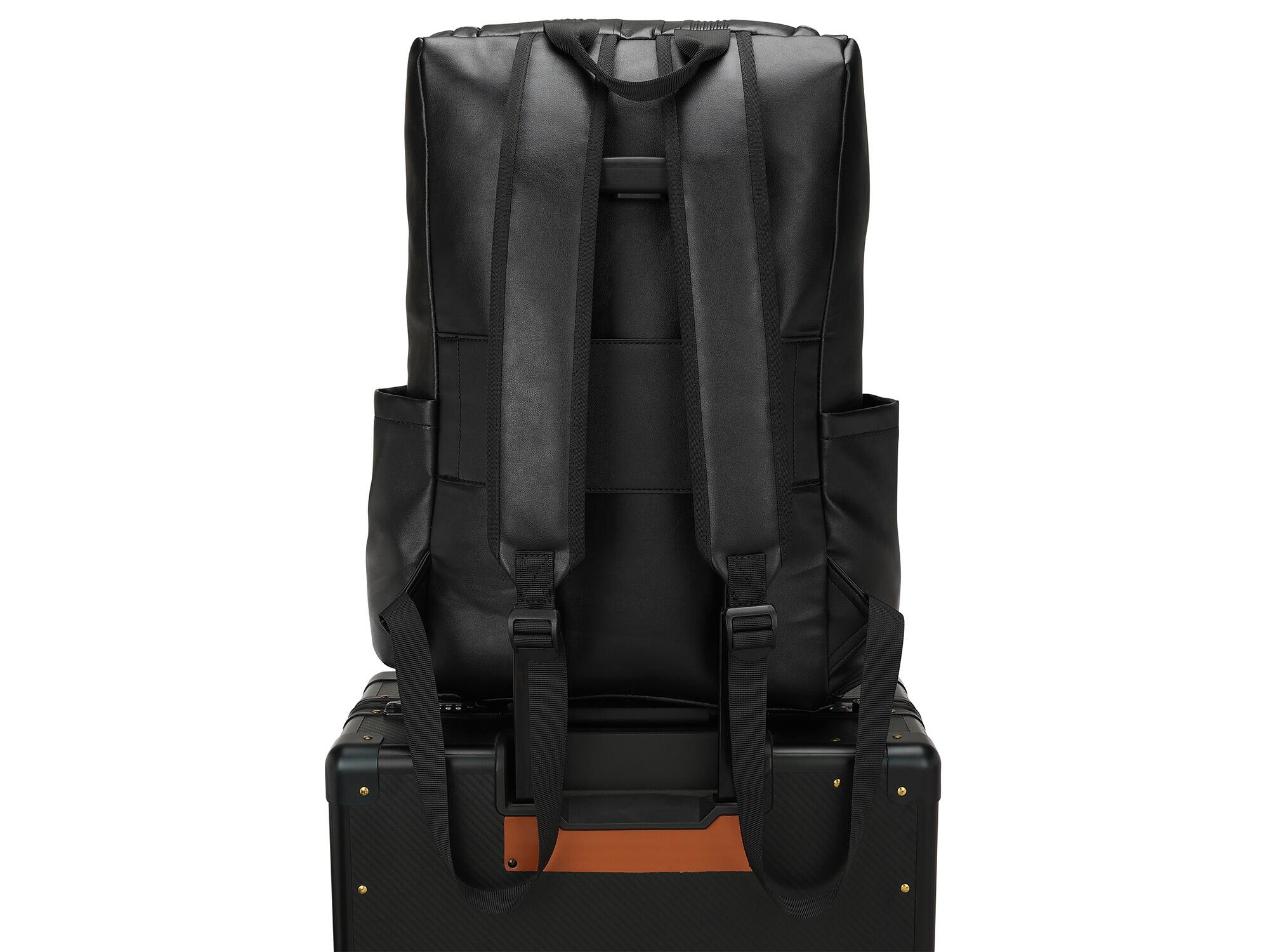 Left. Elle - ELLE Roamer 22L Vegan Leather Backpack - Black - Black.