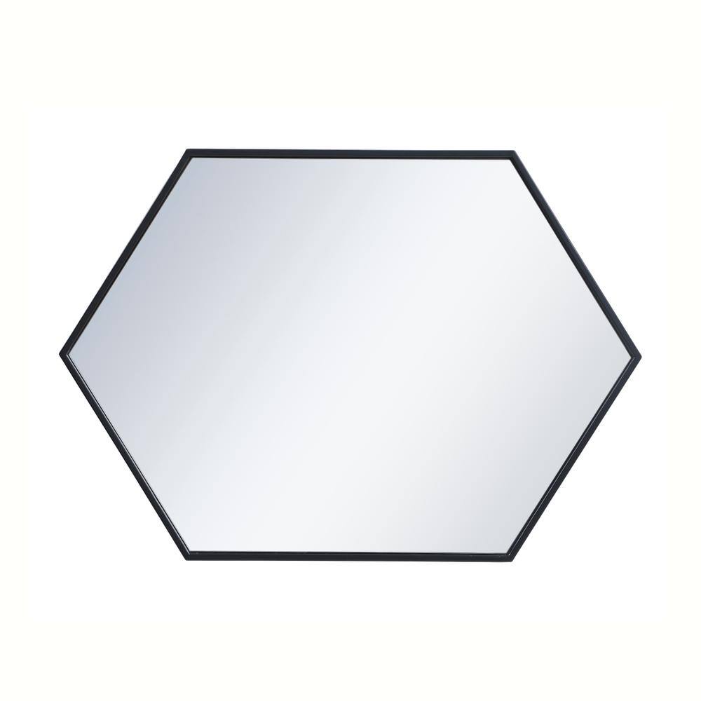 Alt View 1. Elegant Decor - Metal frame hexagon mirror 24 inch in Black - Black.