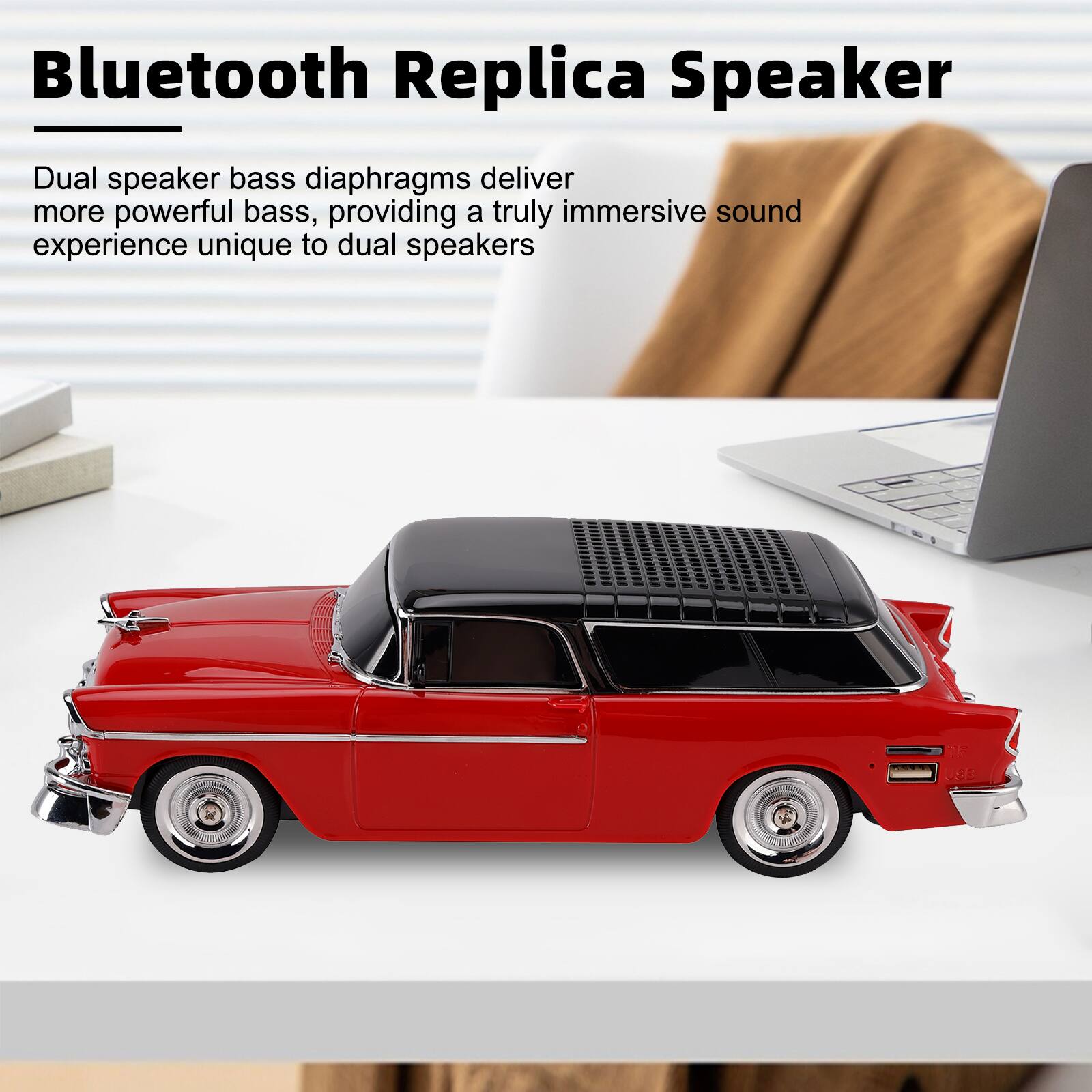 Bluetooth Replica Speaker

Dual speaker bass diaphragms deliver more powerful bass, providing a truly immersive sound experience unique to dual speakers