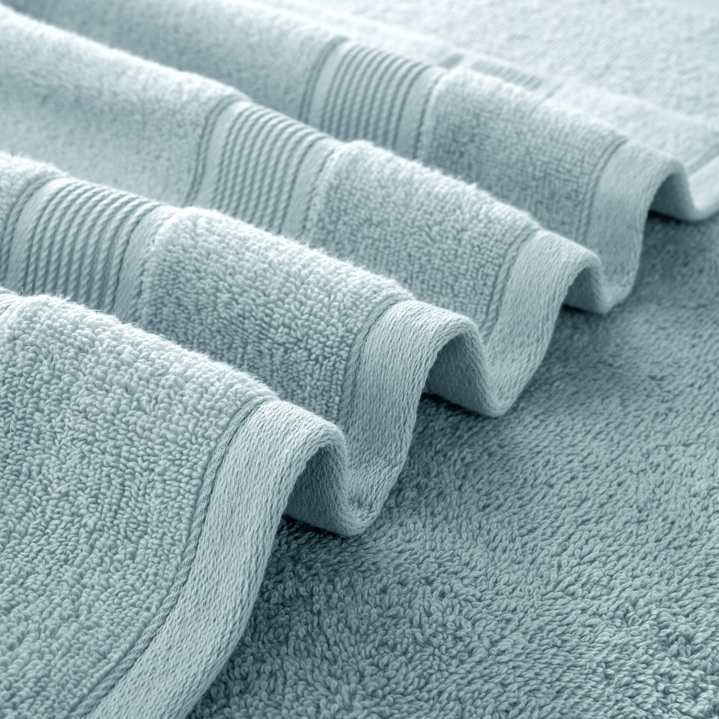 Angle. Lux Decor Collection - 6-Piece Bath Towel Set Soft 100% Cotton Zero Twist, Highly Absorbent & Quick-Dry Towels - Aqua Blue.