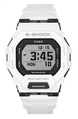 Casio - G-Shock G-Squad Digital Smartphone Link White Plastic Strap Quartz GBD-200-7 200M Men's Watch - Black