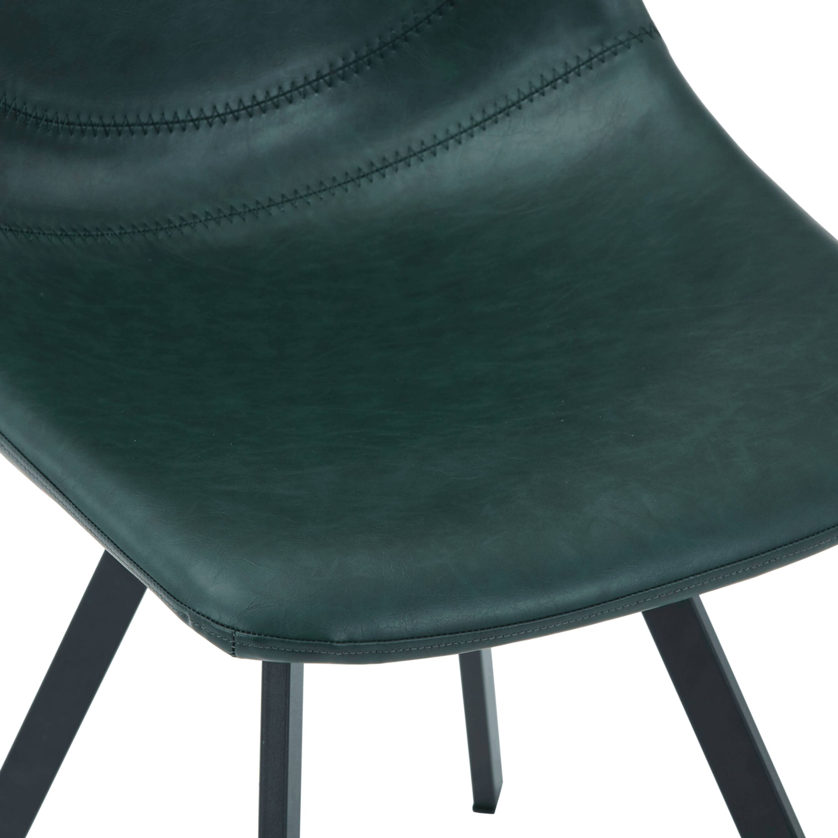Alt View 7. LeisureMod - Markley 2-Piece Ergonomic Leather Dining Chair Set, Mid-Century Upholstered Desk Chair for Kitchen & Home Office - Olive Green.