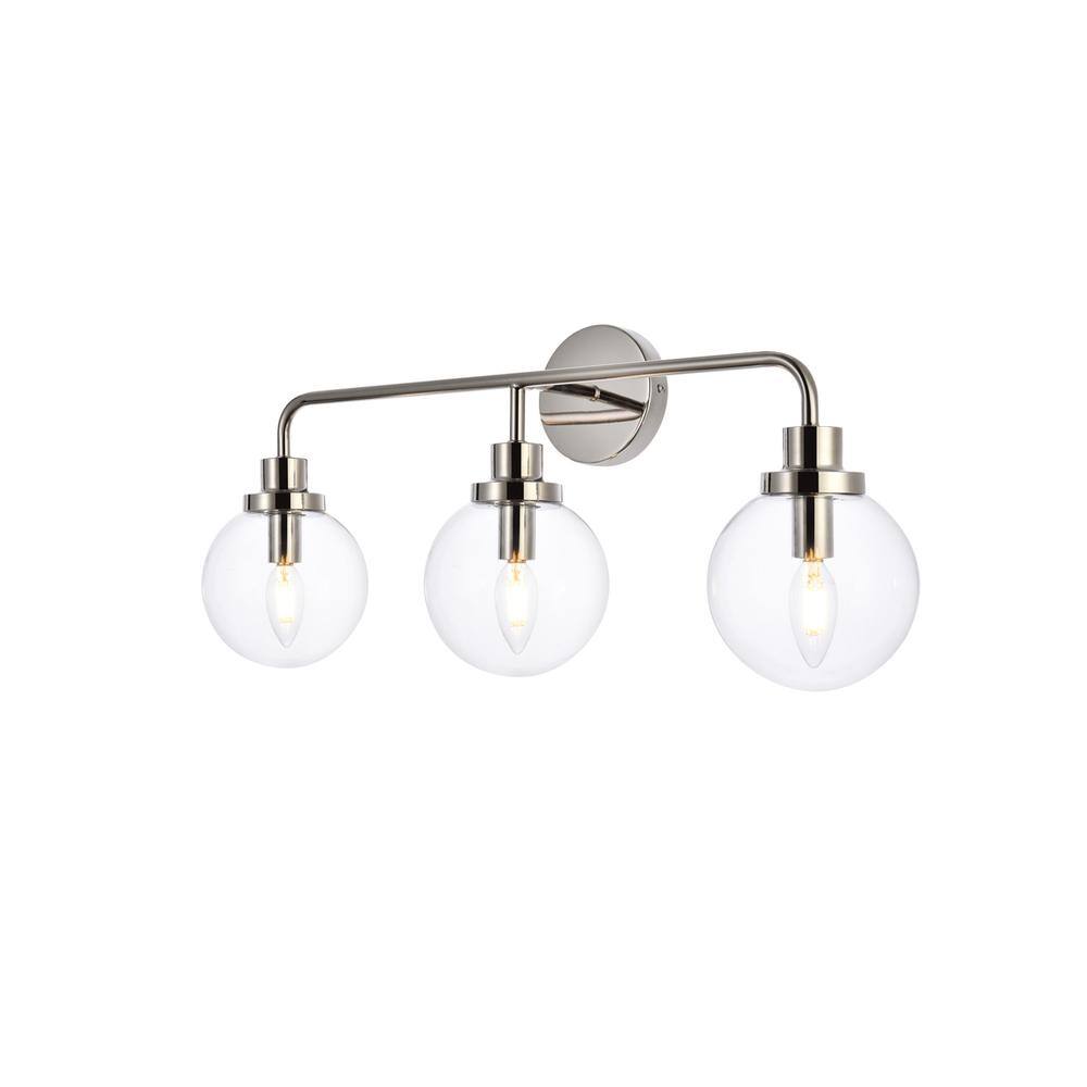 Alt View 2. Living District - Hanson 3 lights bath sconce in polished nickel with clear shade - Polished Nickel And Clear Shade.
