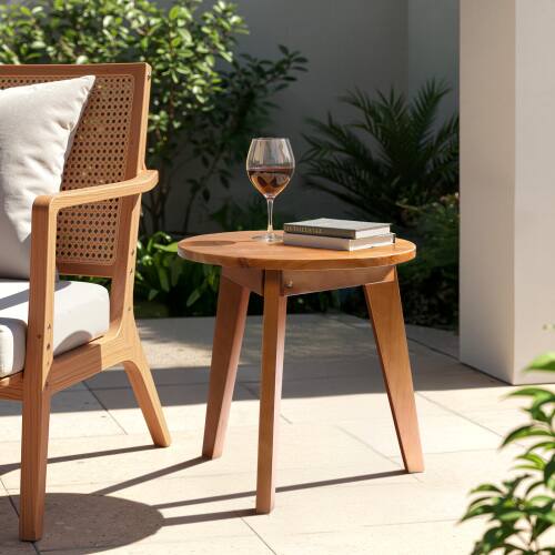 Alt View 9. Winado - 15.7in Patio Side Coffee End Table Portable Bedside Wooden Furniture for Indoor/Outdoor - Teak.
