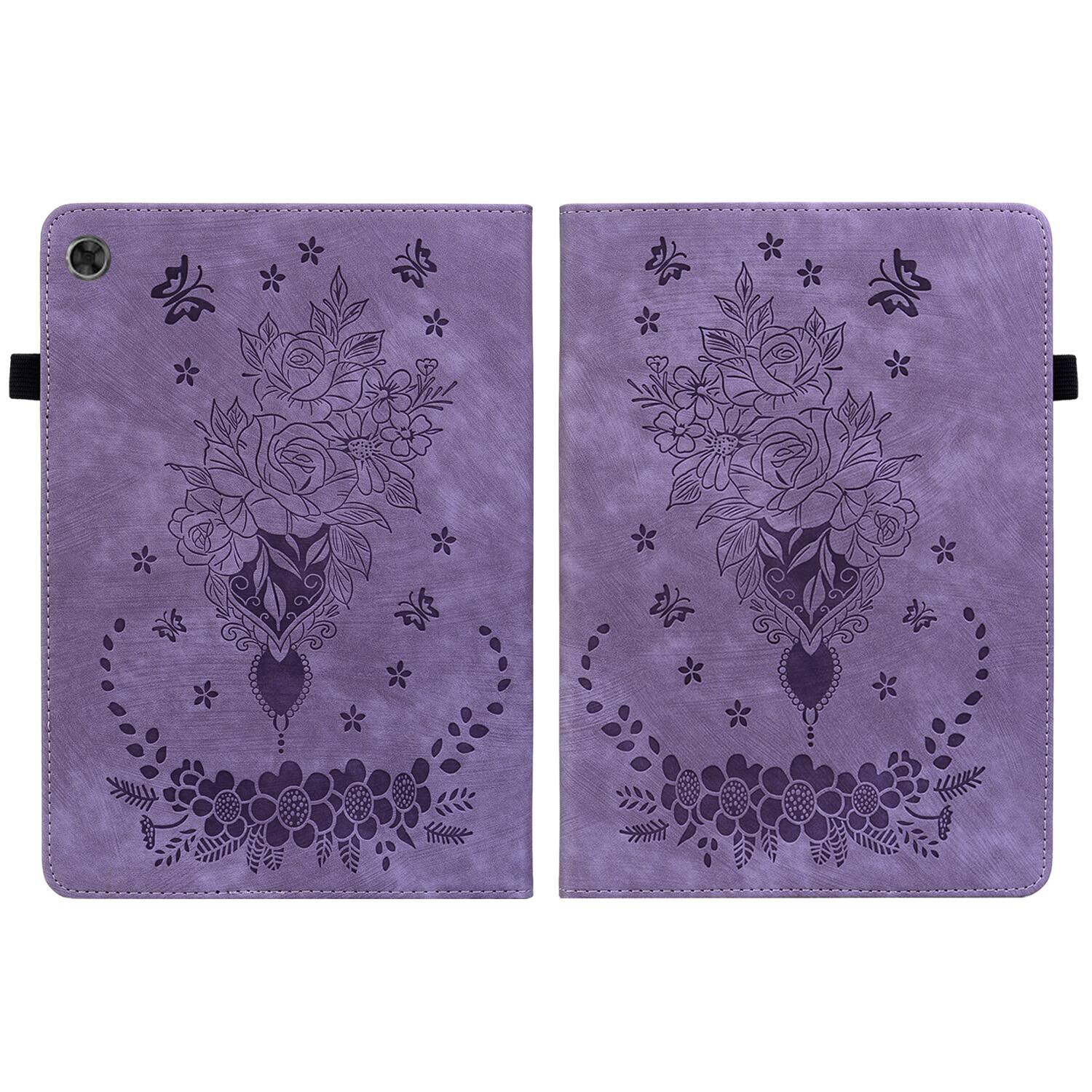 Alt View 2. Dteck - PU Leather Wallet Multi Angle Kickstand Case For Lenovo Tab M10 3rd Gen 10.1 inch Tablet Embossed Cover - Purple.