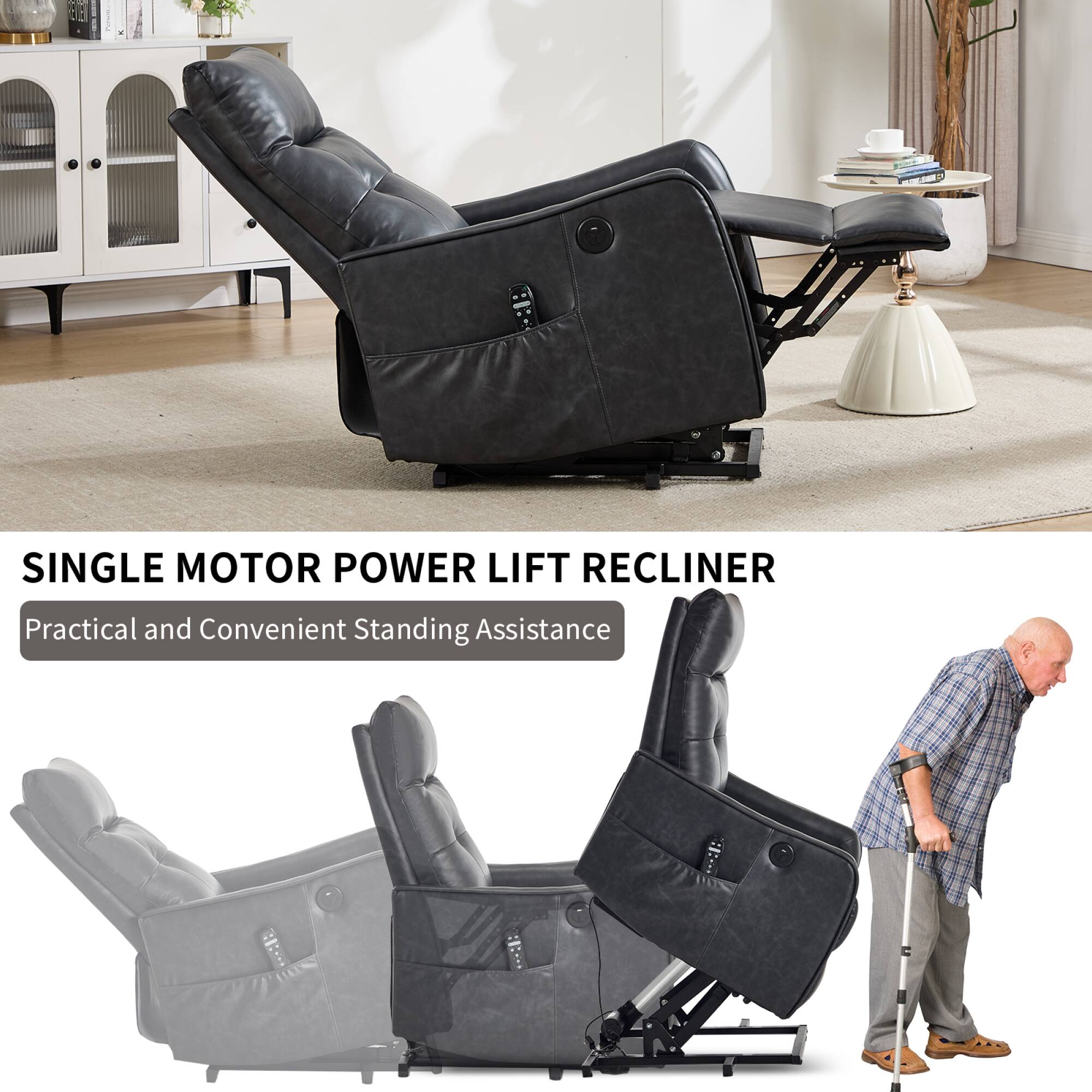 SINGLE MOTOR POWER LIFT RECLINER  
Practical and Convenient Standing Assistance