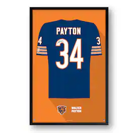Sporticulture - Walter Payton Chicago Bears Framed 27" x 39" Retired Jersey Art Print - Multicolor