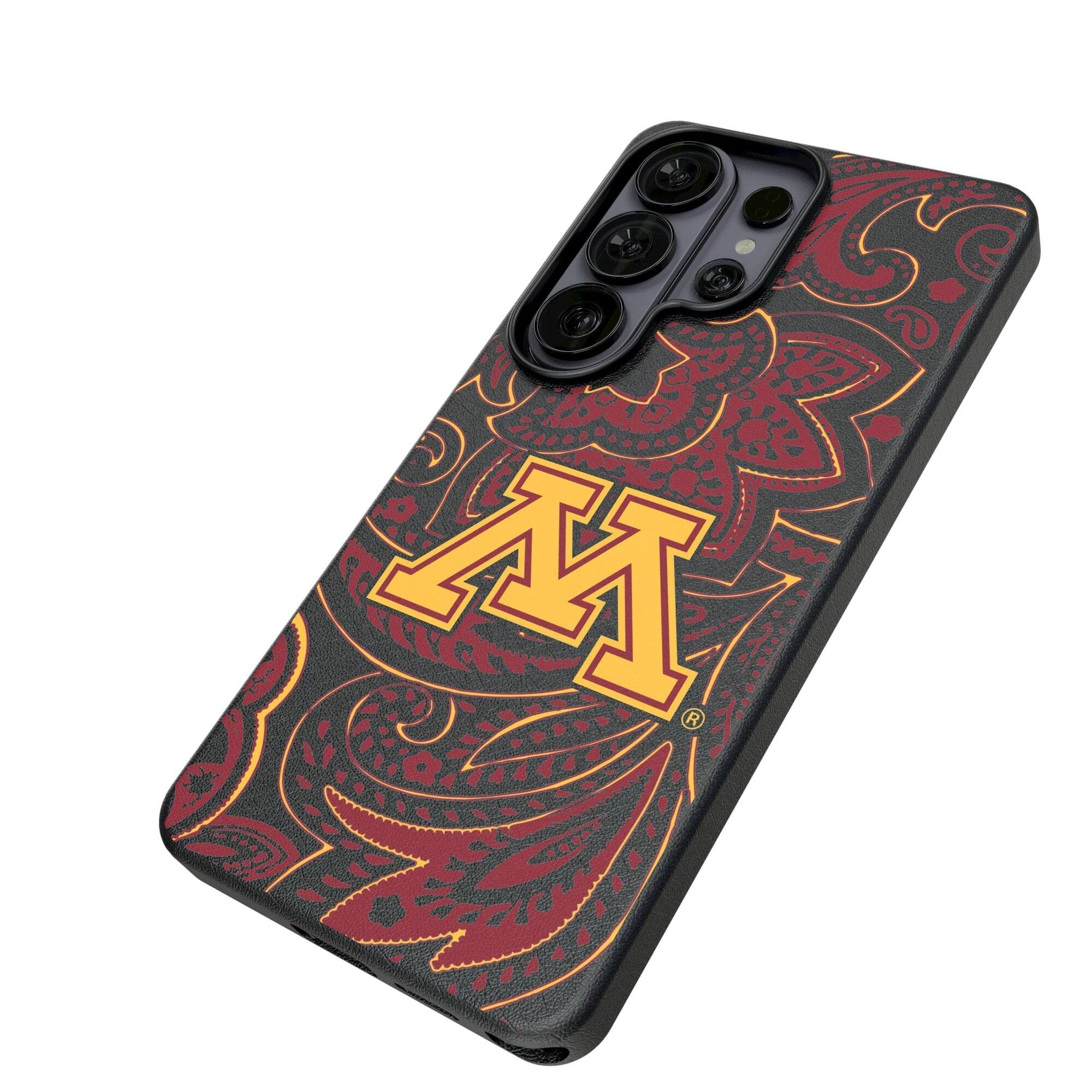 Alt View 1. Keyscaper - Minnesota Golden Gophers Paisley Galaxy Magnetic Bump Case - S25 Ultra - Black.