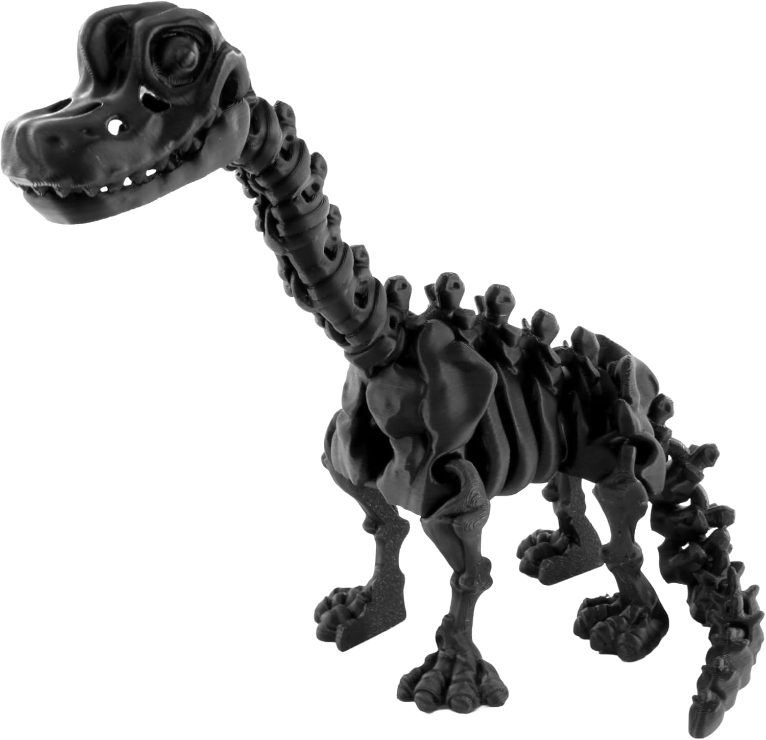 Alt View 1. JuzToys - 3D Printed Skeleton Brachiosaurus, Prehistoric Collectible Articulating Dinosaur Figurine Desk Décor Black by PowerTRC - Black.