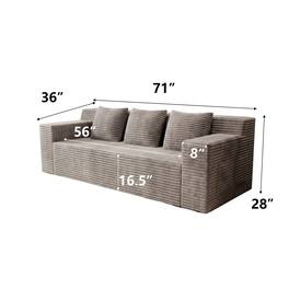 Roomtec - 71 inch 3 Setaser SofaCorduroy FabricDeep Seat CouchesComfy Loveseat SofaNo Assembly1pcs for Living room - Camel