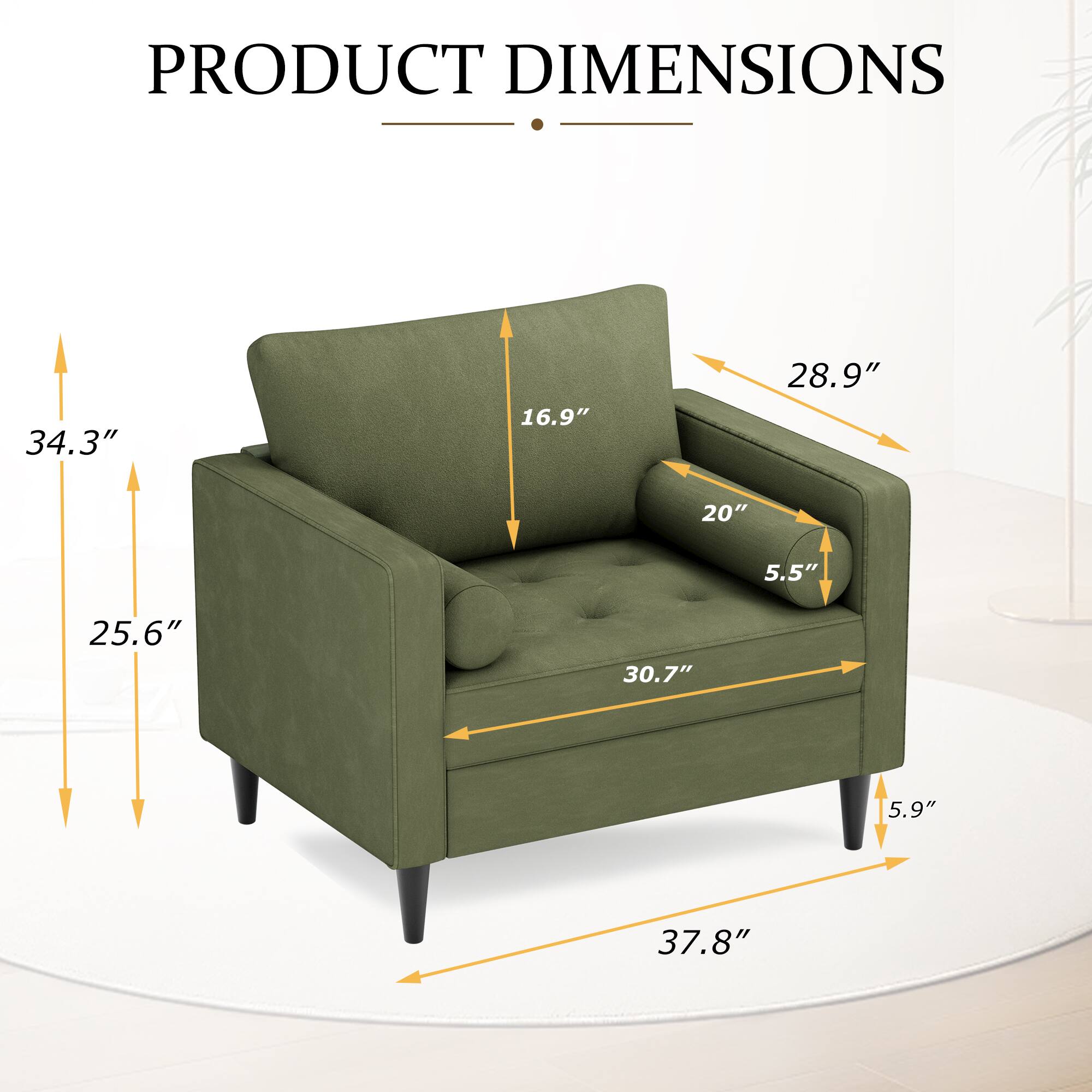 PRODUCT DIMENSIONS  
34.3" 16.9" 28.9" 20" 5.5" 25.6" 30.7" 5.9" 37.8"