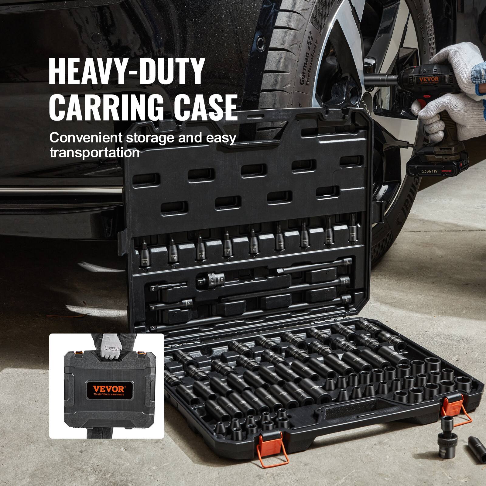 HEAVY-DUTY CARRING CASE Convenient storage and easy transportation 5 German Tachnolosy X  VEVOR L018  - .. eal FE  VEVOR - I