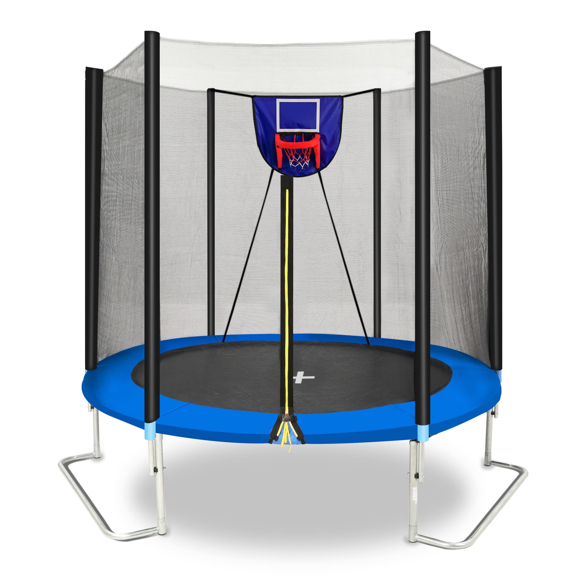 LOVMOR - 8 FT Trampoline with Basketball Hoop and Inflator Recreational Trampoline for Adults