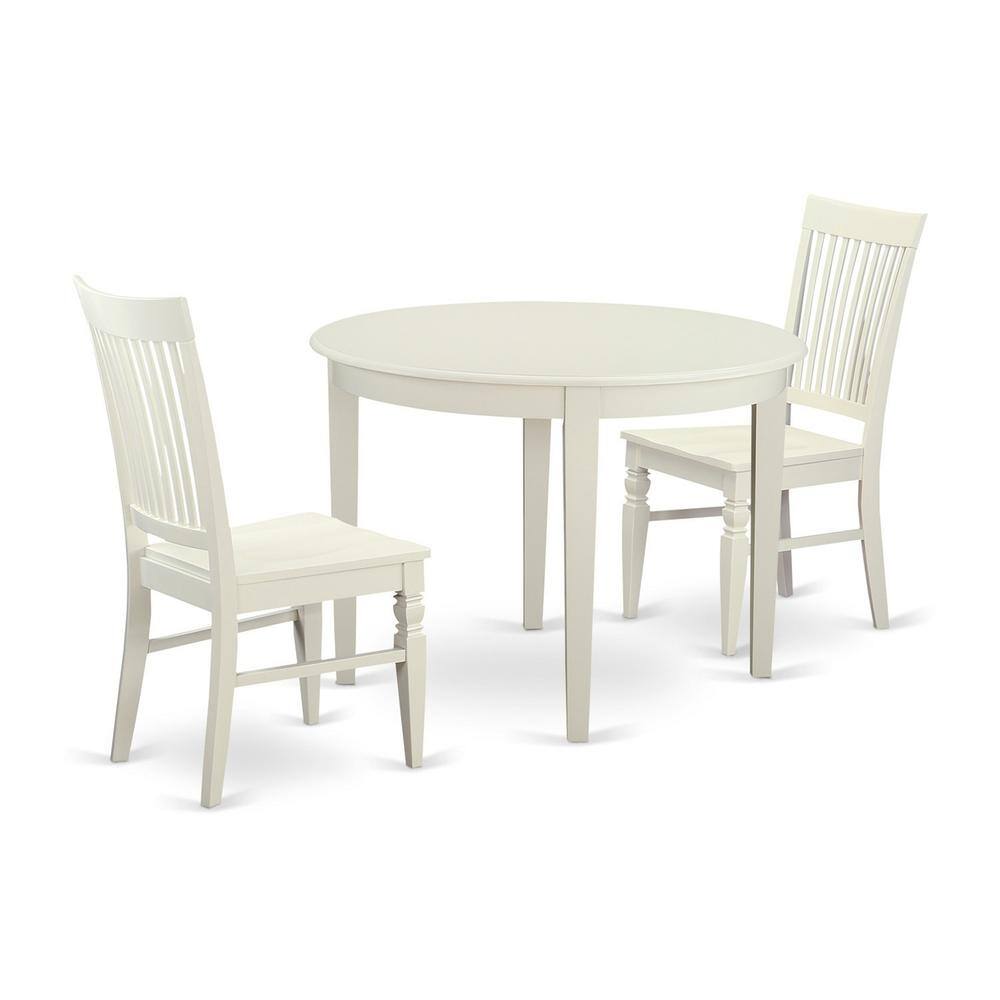 Back. East West Furniture - 3 PC Table and chair set for 2-Dinette Table and 2 Kitchen Chairs - Linen White.