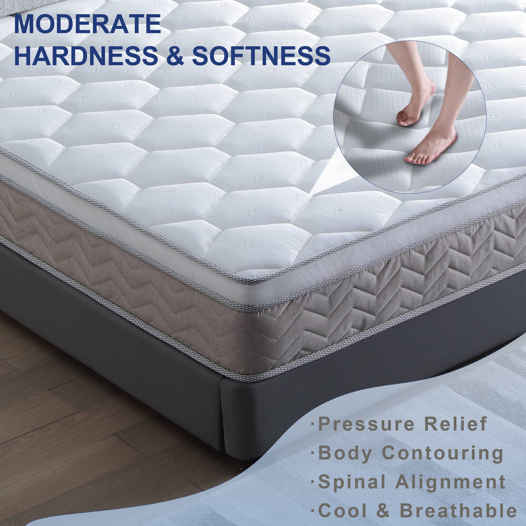 MODERATE HARDNESS & SOFTNESS

- Pressure Relief
- Body Contouring
- Spinal Alignment
- Cool & Breathable