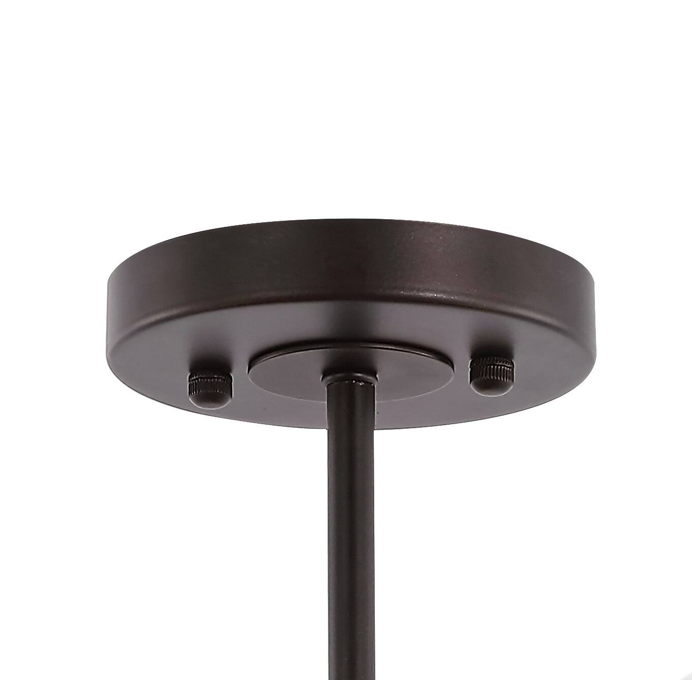 Alt View 4. Jonathan Y - Jaymes 20" 3-Light Farmhouse Industrial Iron Cylinder LED Semi Flush Mount, Oil Rubbed Bronze/Clear - Oil Rubbed Bronze.