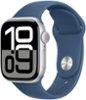 Apple Watch Series 10 (GPS) 42mm Aluminum Case with Denim Sport Band - S/M - Silver