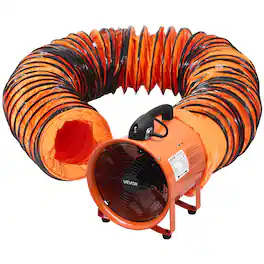 VEVOR - 10 inch Portable Ventilator, 2 Speed Industrial Utility Blower Fan with 33ft Flexible Duct Hose, Exhaust Axial Fan - Orange