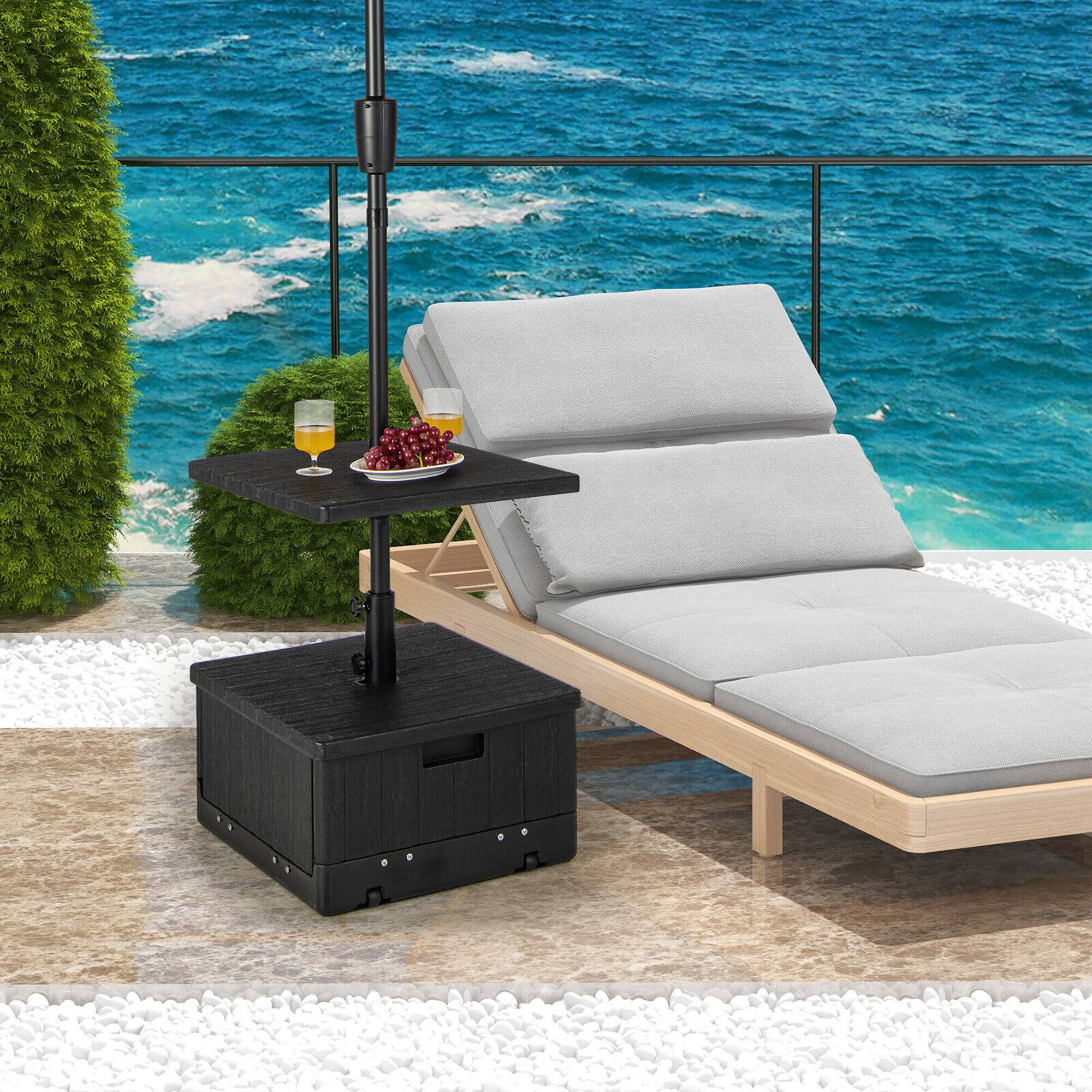 Alt View 3. Gymax - Gymax Patio 175lbs Fillable Umbrella Base w/ Table Tray Wheeled 3-in-1 Stand Outdoor - Black.