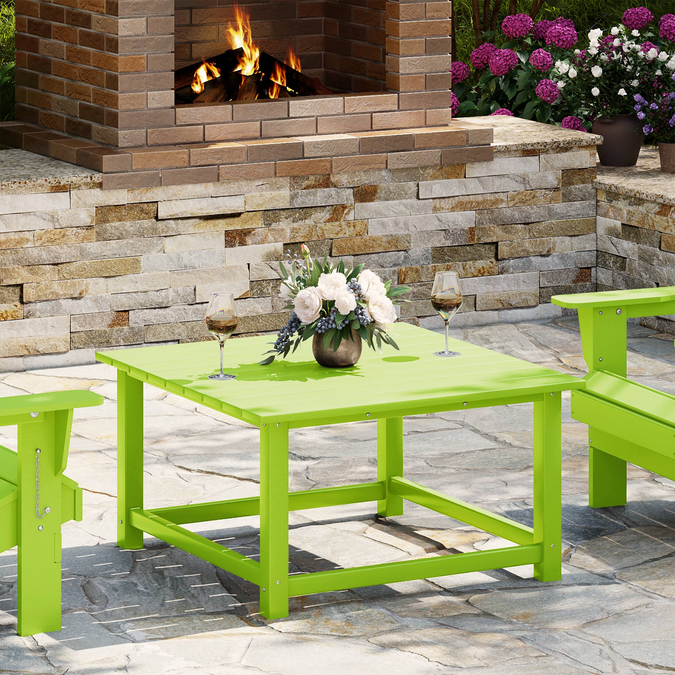 Angle. WestinTrends - WestinTrends Malibu Low Outdoor HDPE Square Patio Coffee Table - Lime.