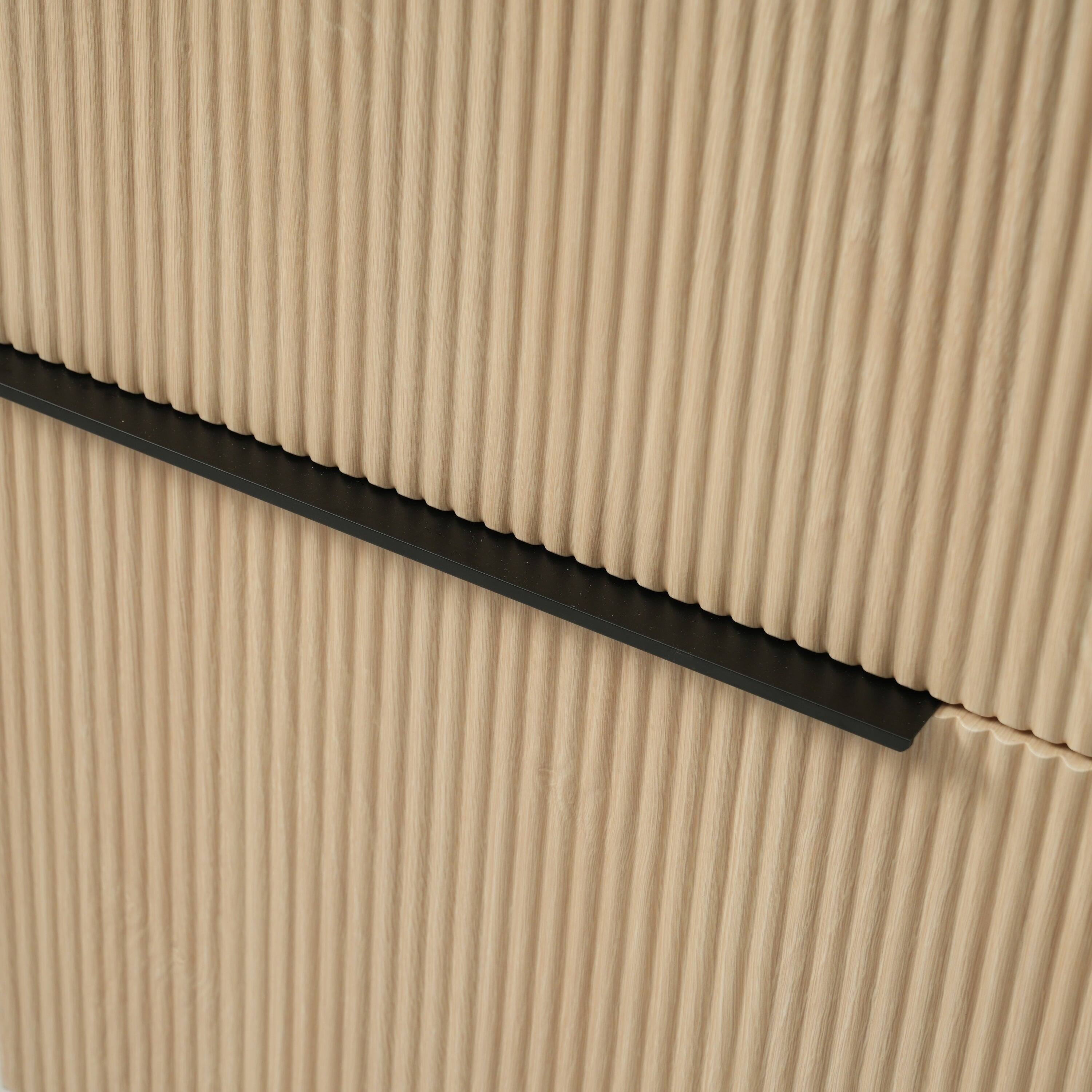 Alt View 6. Boyel Living - 30 Inch Bathroom Vanity with Ceramic Sink Full Extension Drawers Soft Close Fluted Design Natural - Natural.