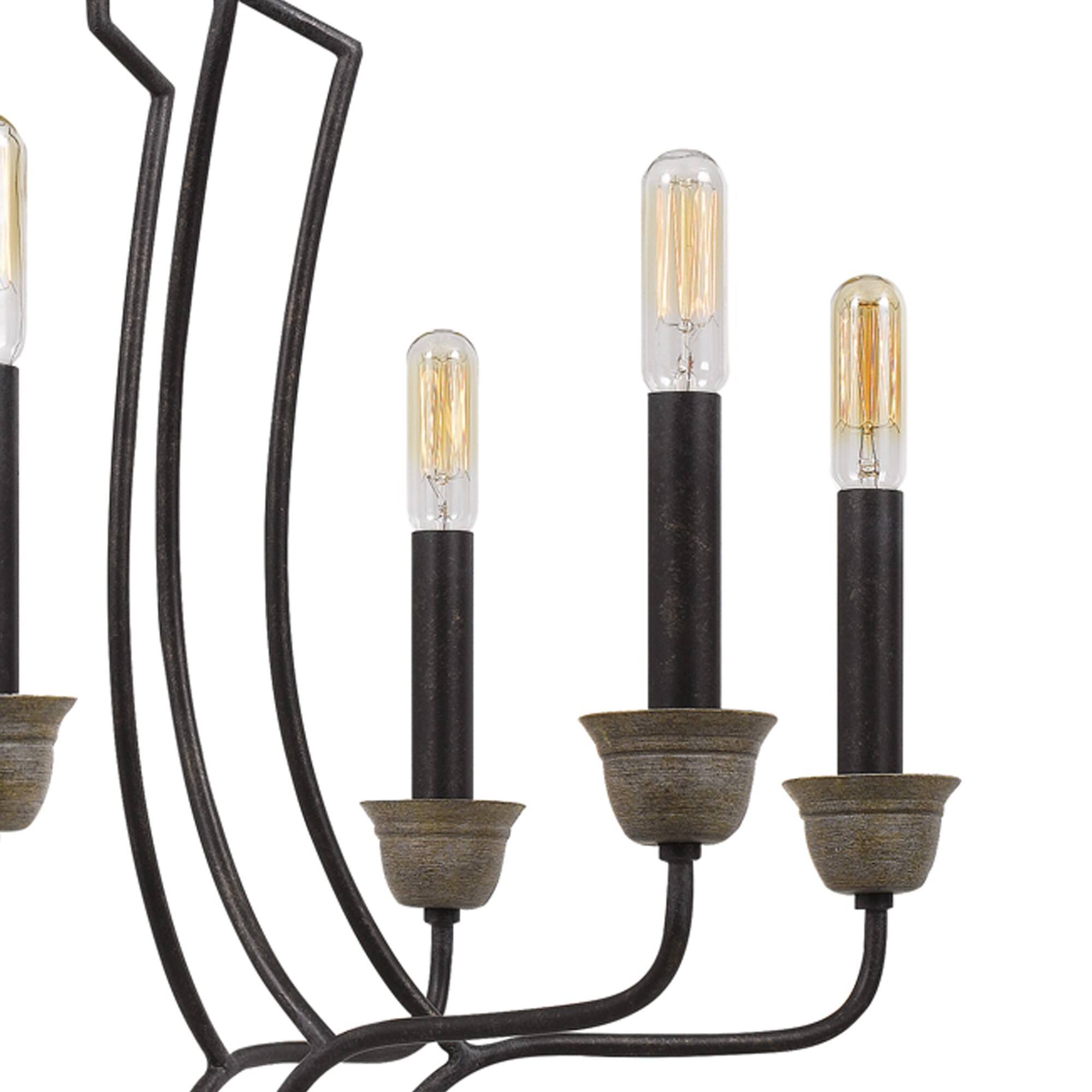 Left. Manhattan Lane - 60 X 8 Watt Metal Chandelier with Tubular Frame - Bronze.