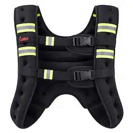 Sunny Health & Fitness - Weighted Vest with Adjustable Front Buckles, Reflective Materials & Detachable Storage Pouch - Black