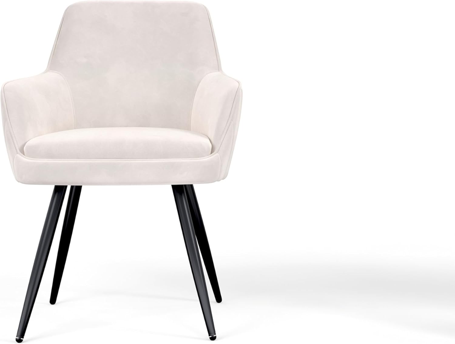 Alt View 1. TinyHomie - Beige Mid Century Upholstered Accent Chair Channel Tufted Back Set of 2 - white.