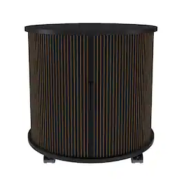 Forest'nSky - Modern Cylinder End Table with Built-in Charging Station & Sliding Door, 2-Tier Storage Round Nightstand - Black